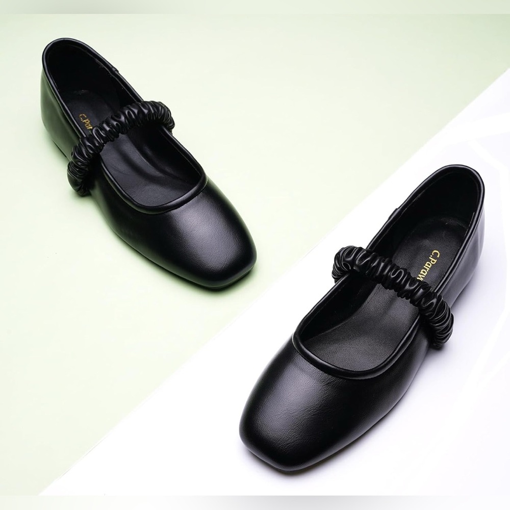 C.Paravano Mary Jane Shoes for Womens Flats Leather Ballet Flat